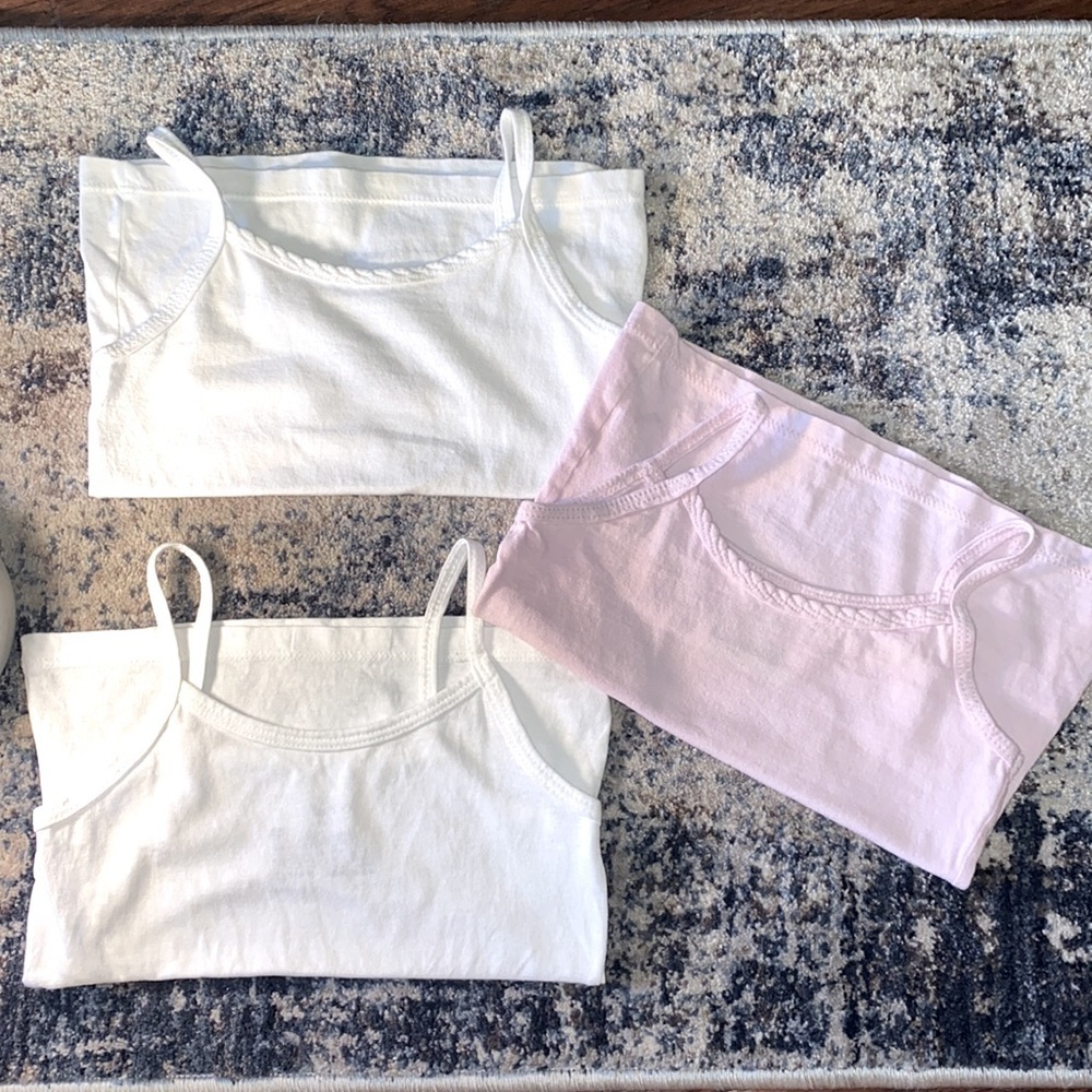 Hanes 4T camisoles undershirts tank top set of 3 shirts color: 2 white, 1 pastel - Picture 7 of 7